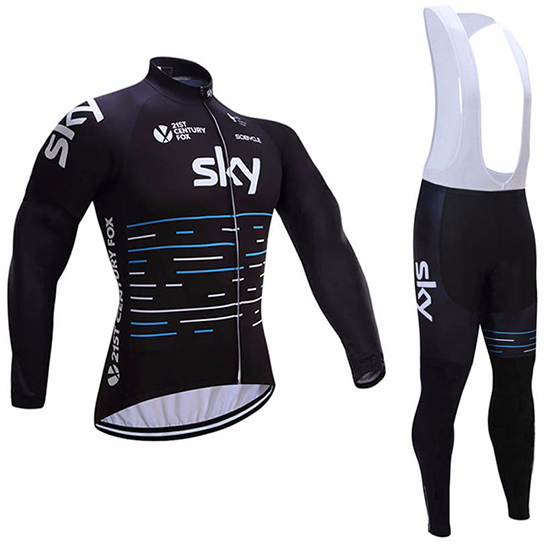 2017 Maillot Sky Tirantes Mangas Largas negro